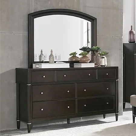 Transitional Dresser and Mirror Set